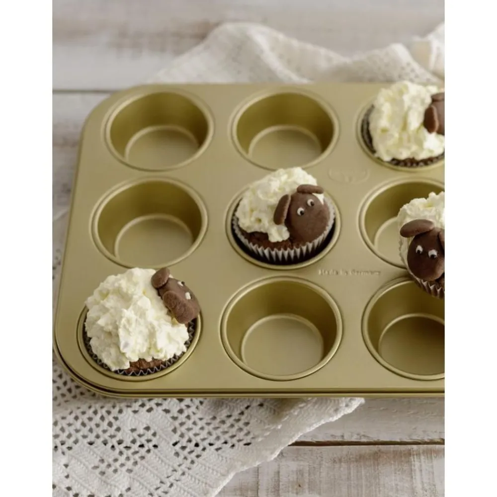 Dr. Oetker Formy I Blachy Do Pieczenia>Forma Do Muffinek Z Powloka Zapobiegajaca Przywieraniu Goldig