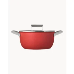 Smeg Garnki>Garnek Z Powloka Zapobiegajaca Przywieraniu Z Pokrywka 50'S Style