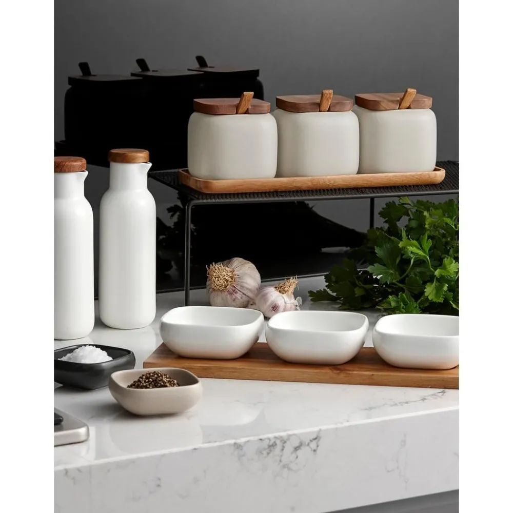 Ladelle Przechowywanie W Kuchni>Komplet Pojemnikow Do Przechowywania Z Porcelany I Drewna Akacjowego Essentials, 7 Elem.