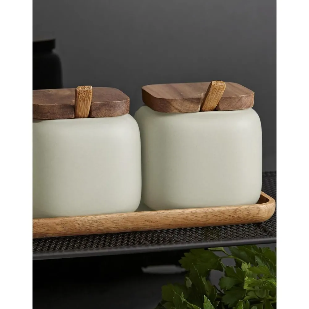 Ladelle Przechowywanie W Kuchni>Komplet Pojemnikow Do Przechowywania Z Porcelany I Drewna Akacjowego Essentials, 7 Elem.