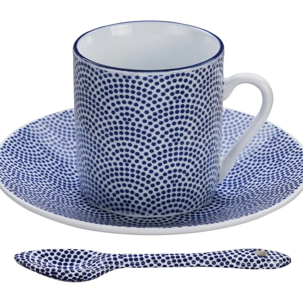 Tokyo Design Studio Filiżanki I Kubki>Komplet Recznie Wykonanych Kubkow Z Porcelany Ze Spodkiem I Lyzeczka Nippon, Dla 4 Osob (12 Elem.)