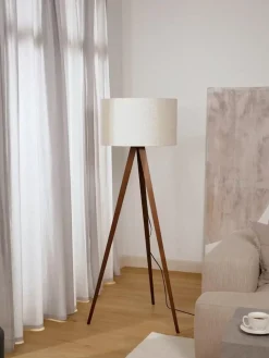 Cheap Lampa Podlogowa Trojnog Z Litego Drewna W Stylu Scandi Jake Lampy Na Trójnogu