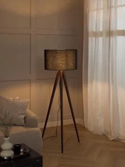 Hot Lampa Podlogowa Trojnog Z Litego Drewna W Stylu Scandi Jake Lampy Na Trójnogu