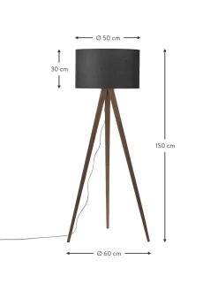 Hot Lampa Podlogowa Trojnog Z Litego Drewna W Stylu Scandi Jake Lampy Na Trójnogu