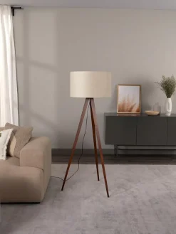 Discount Lampa Podlogowa Trojnog Z Litego Drewna W Stylu Scandi Jake Lampy Na Trójnogu