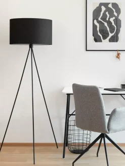 Discount Lampa Podlogowa Trojnog Z Kloszem Z Tkaniny Cella Lampy Na Trójnogu