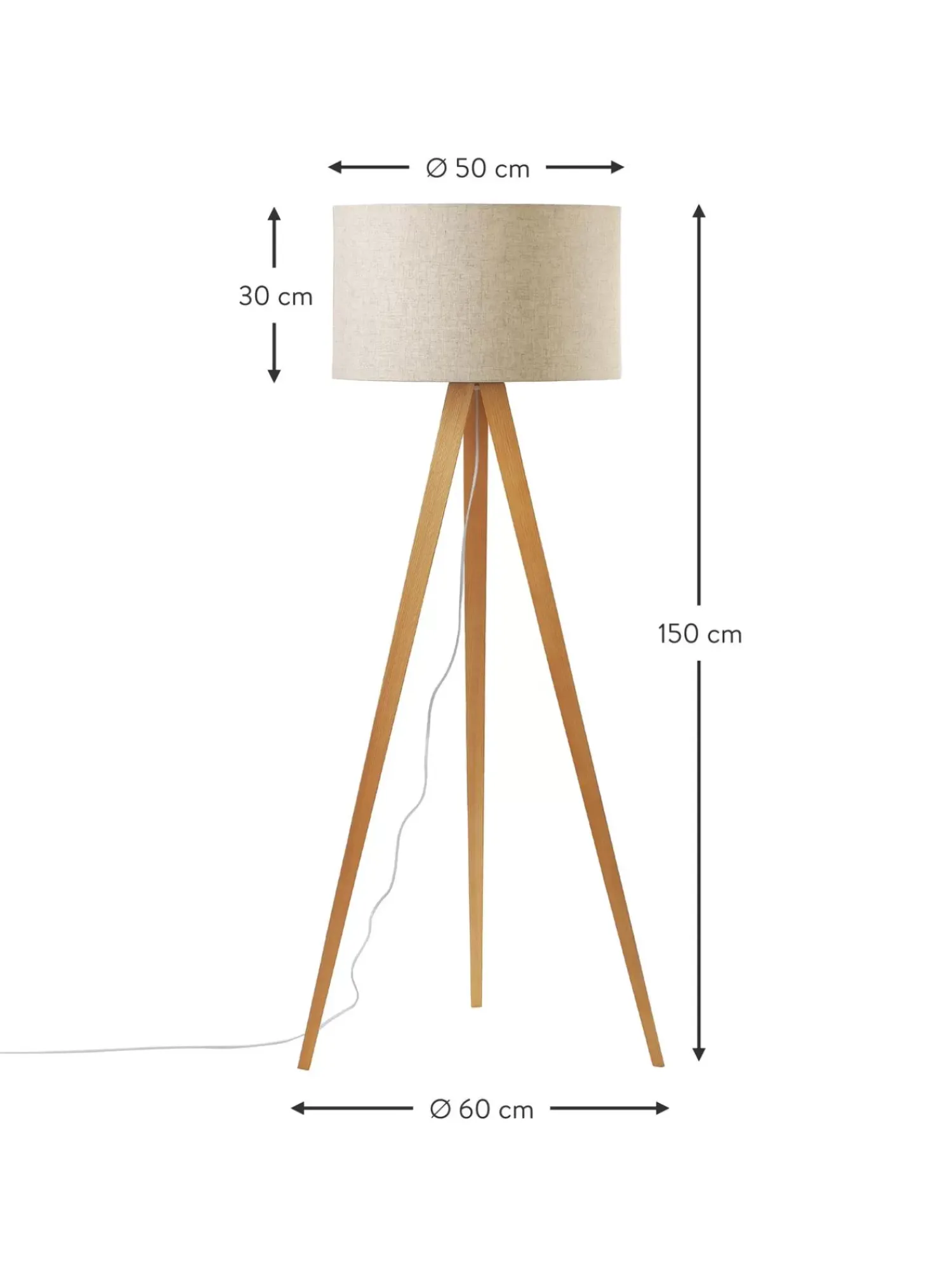 Shop Lampa Podlogowa Trojnog Z Litego Drewna W Stylu Scandi Jake Lampy Na Trójnogu