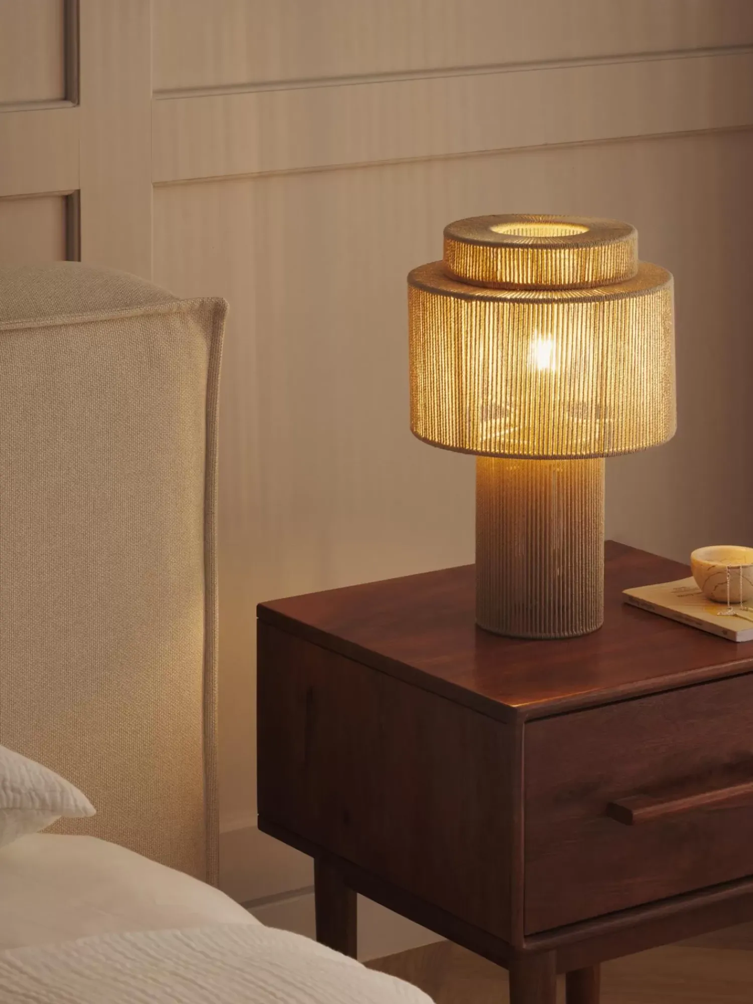 Outlet Lampa Stołowa Z Lnianych Wlokien Lace Lampki Nocne