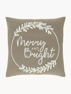 Clearance Poszewka Na Poduszke Z Haftem Merry And Bright Poduszki Dekoracyjne